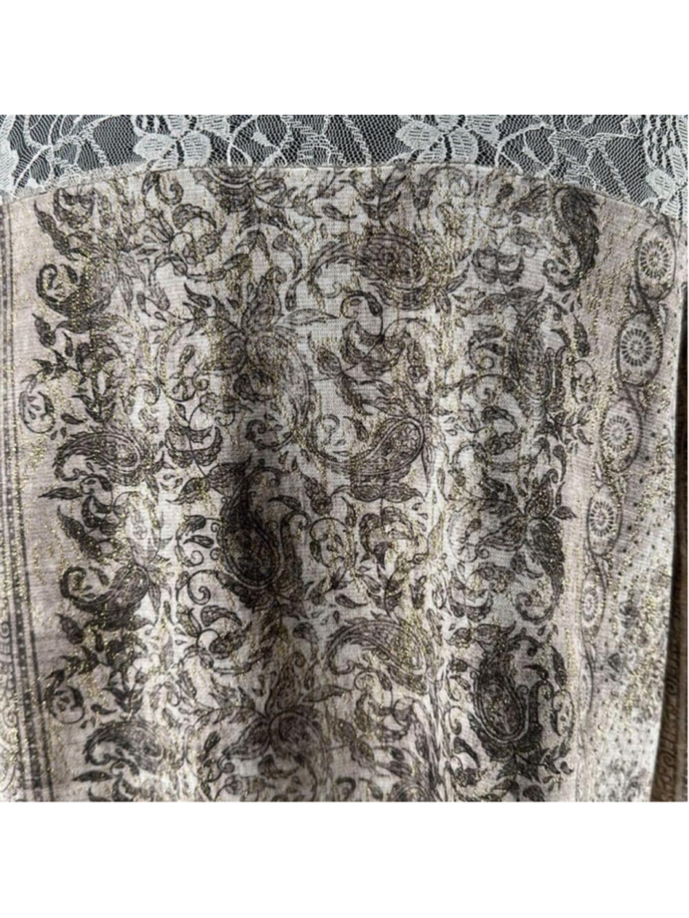 Joseph Ribkoff cardigan taupe gold lace open front pattern stretch unique sz 8 - Picture 11 of 11